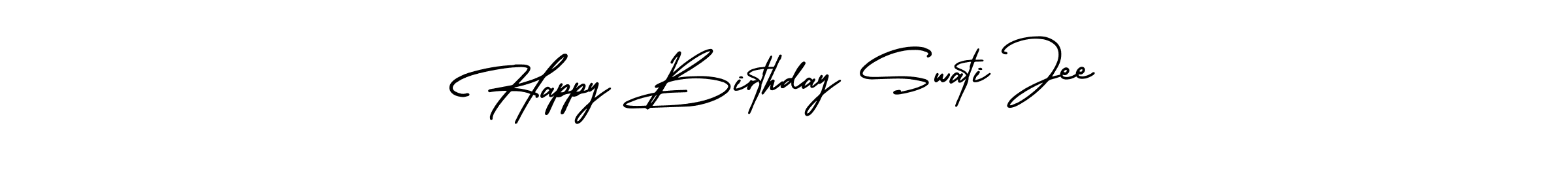 Use a signature maker to create a handwritten signature online. With this signature software, you can design (AmerikaSignatureDemo-Regular) your own signature for name Happy Birthday Swati Jee. Happy Birthday Swati Jee signature style 3 images and pictures png