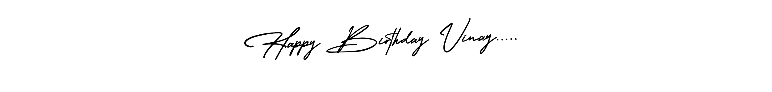 AmerikaSignatureDemo-Regular is a professional signature style that is perfect for those who want to add a touch of class to their signature. It is also a great choice for those who want to make their signature more unique. Get Happy Birthday Vinay..... name to fancy signature for free. Happy Birthday Vinay..... signature style 3 images and pictures png