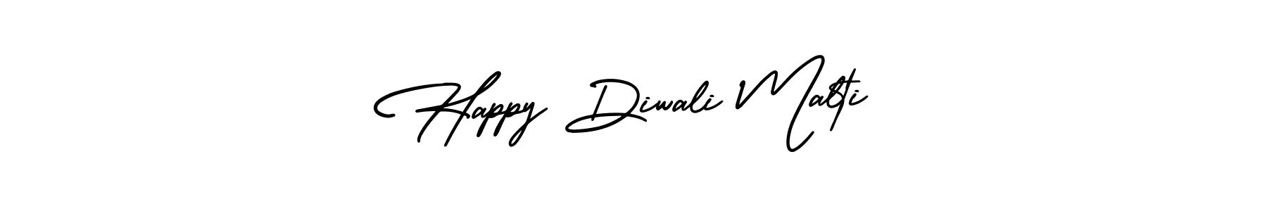 The best way (AmerikaSignatureDemo-Regular) to make a short signature is to pick only two or three words in your name. The name Happy Diwali Malti include a total of six letters. For converting this name. Happy Diwali Malti signature style 3 images and pictures png