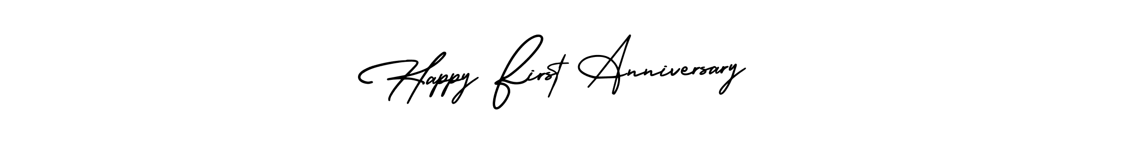 How to make Happy First Anniversary name signature. Use AmerikaSignatureDemo-Regular style for creating short signs online. This is the latest handwritten sign. Happy First Anniversary signature style 3 images and pictures png