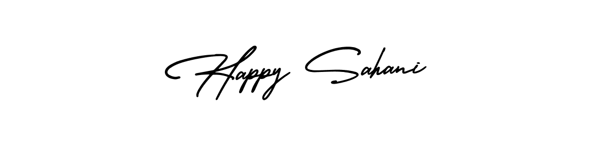 This is the best signature style for the Happy Sahani name. Also you like these signature font (AmerikaSignatureDemo-Regular). Mix name signature. Happy Sahani signature style 3 images and pictures png