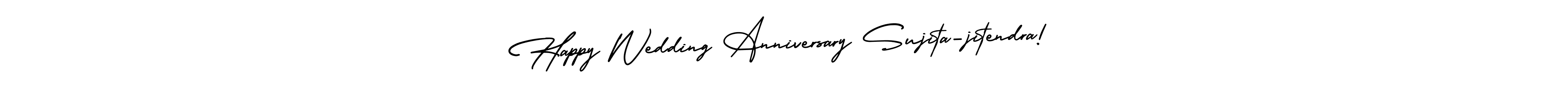 The best way (AmerikaSignatureDemo-Regular) to make a short signature is to pick only two or three words in your name. The name Happy Wedding Anniversary Sujita-jitendra! include a total of six letters. For converting this name. Happy Wedding Anniversary Sujita-jitendra! signature style 3 images and pictures png