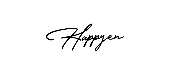 You should practise on your own different ways (AmerikaSignatureDemo-Regular) to write your name (Happyen) in signature. don't let someone else do it for you. Happyen signature style 3 images and pictures png