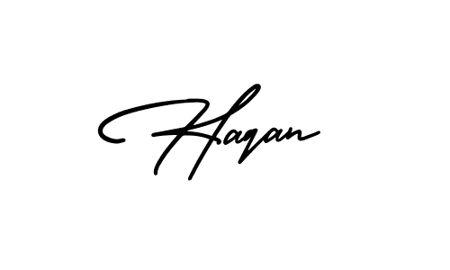 The best way (AmerikaSignatureDemo-Regular) to make a short signature is to pick only two or three words in your name. The name Haqan include a total of six letters. For converting this name. Haqan signature style 3 images and pictures png