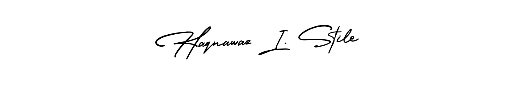 How to make Haqnawaz I. Stile name signature. Use AmerikaSignatureDemo-Regular style for creating short signs online. This is the latest handwritten sign. Haqnawaz I. Stile signature style 3 images and pictures png