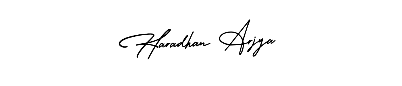 if you are searching for the best signature style for your name Haradhan Arjya. so please give up your signature search. here we have designed multiple signature styles  using AmerikaSignatureDemo-Regular. Haradhan Arjya signature style 3 images and pictures png