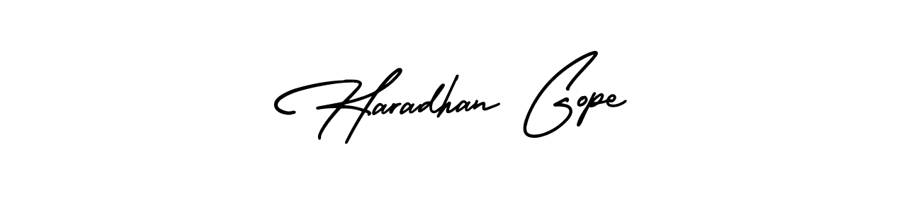 How to make Haradhan Gope name signature. Use AmerikaSignatureDemo-Regular style for creating short signs online. This is the latest handwritten sign. Haradhan Gope signature style 3 images and pictures png