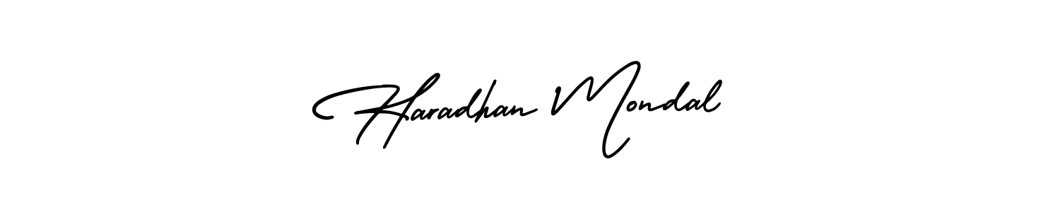 The best way (AmerikaSignatureDemo-Regular) to make a short signature is to pick only two or three words in your name. The name Haradhan Mondal include a total of six letters. For converting this name. Haradhan Mondal signature style 3 images and pictures png