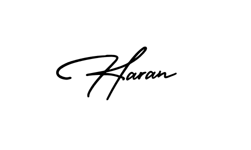 You should practise on your own different ways (AmerikaSignatureDemo-Regular) to write your name (Haran) in signature. don't let someone else do it for you. Haran signature style 3 images and pictures png