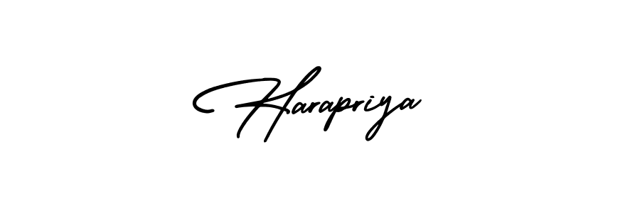 Use a signature maker to create a handwritten signature online. With this signature software, you can design (AmerikaSignatureDemo-Regular) your own signature for name Harapriya. Harapriya signature style 3 images and pictures png