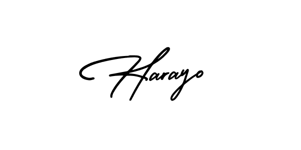 The best way (AmerikaSignatureDemo-Regular) to make a short signature is to pick only two or three words in your name. The name Harayo include a total of six letters. For converting this name. Harayo signature style 3 images and pictures png