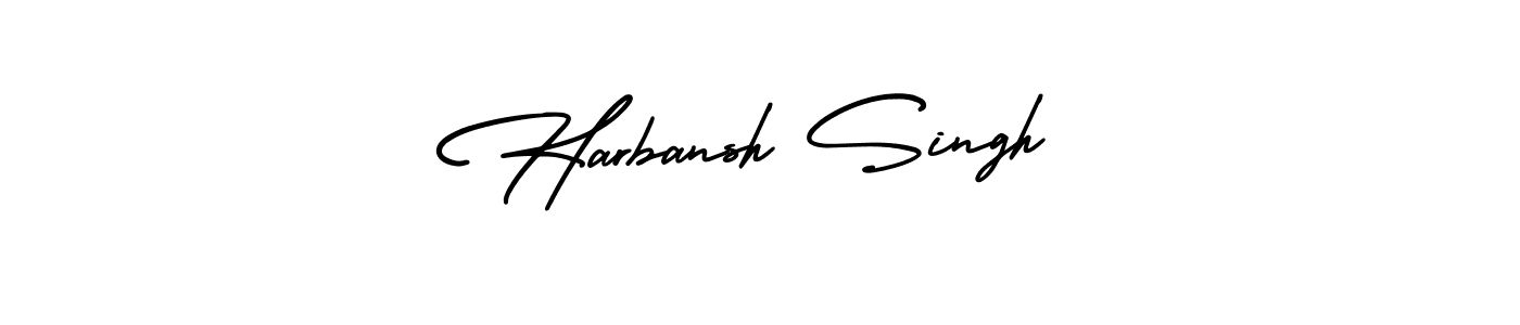 You should practise on your own different ways (AmerikaSignatureDemo-Regular) to write your name (Harbansh Singh) in signature. don't let someone else do it for you. Harbansh Singh signature style 3 images and pictures png