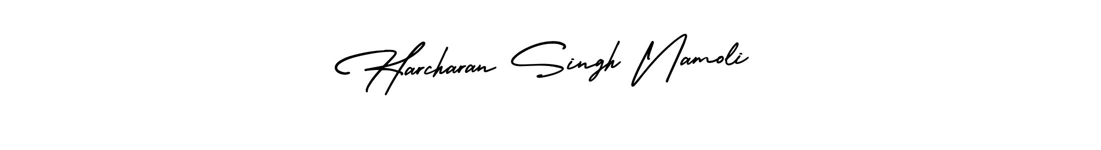 This is the best signature style for the Harcharan Singh Namoli name. Also you like these signature font (AmerikaSignatureDemo-Regular). Mix name signature. Harcharan Singh Namoli signature style 3 images and pictures png