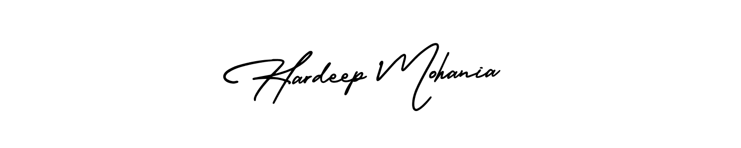 You should practise on your own different ways (AmerikaSignatureDemo-Regular) to write your name (Hardeep Mohania) in signature. don't let someone else do it for you. Hardeep Mohania signature style 3 images and pictures png