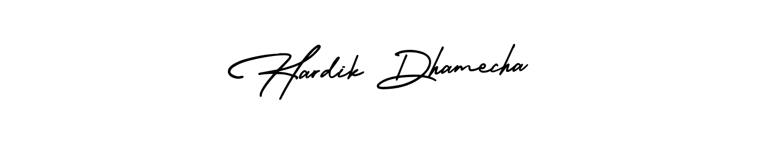 AmerikaSignatureDemo-Regular is a professional signature style that is perfect for those who want to add a touch of class to their signature. It is also a great choice for those who want to make their signature more unique. Get Hardik Dhamecha name to fancy signature for free. Hardik Dhamecha signature style 3 images and pictures png