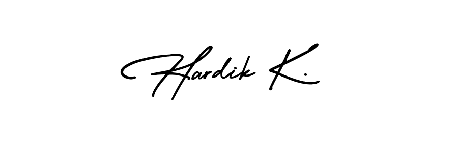 How to Draw Hardik K. signature style? AmerikaSignatureDemo-Regular is a latest design signature styles for name Hardik K.. Hardik K. signature style 3 images and pictures png