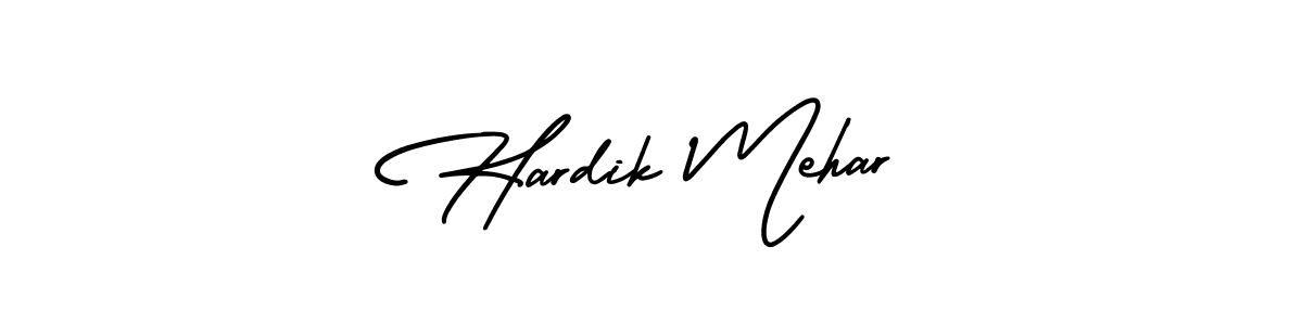 How to make Hardik Mehar name signature. Use AmerikaSignatureDemo-Regular style for creating short signs online. This is the latest handwritten sign. Hardik Mehar signature style 3 images and pictures png