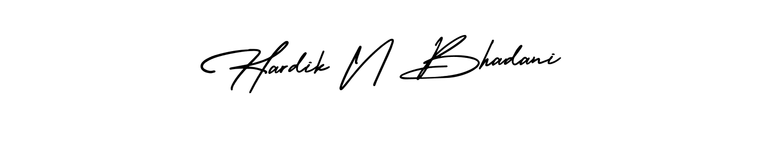 The best way (AmerikaSignatureDemo-Regular) to make a short signature is to pick only two or three words in your name. The name Hardik N Bhadani include a total of six letters. For converting this name. Hardik N Bhadani signature style 3 images and pictures png