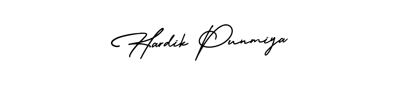 You should practise on your own different ways (AmerikaSignatureDemo-Regular) to write your name (Hardik Punmiya) in signature. don't let someone else do it for you. Hardik Punmiya signature style 3 images and pictures png