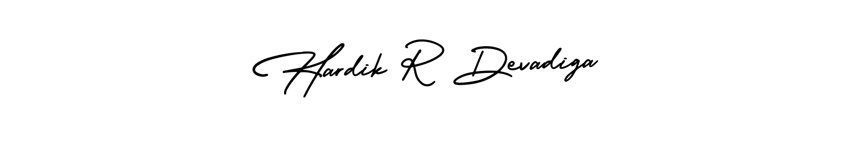 The best way (AmerikaSignatureDemo-Regular) to make a short signature is to pick only two or three words in your name. The name Hardik R Devadiga include a total of six letters. For converting this name. Hardik R Devadiga signature style 3 images and pictures png