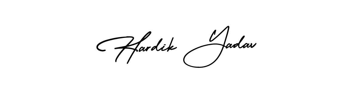 You should practise on your own different ways (AmerikaSignatureDemo-Regular) to write your name (Hardik Yadav) in signature. don't let someone else do it for you. Hardik Yadav signature style 3 images and pictures png