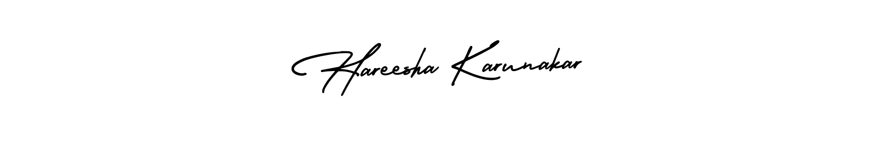 It looks lik you need a new signature style for name Hareesha Karunakar. Design unique handwritten (AmerikaSignatureDemo-Regular) signature with our free signature maker in just a few clicks. Hareesha Karunakar signature style 3 images and pictures png