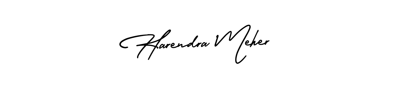 How to make Harendra Meher signature? AmerikaSignatureDemo-Regular is a professional autograph style. Create handwritten signature for Harendra Meher name. Harendra Meher signature style 3 images and pictures png