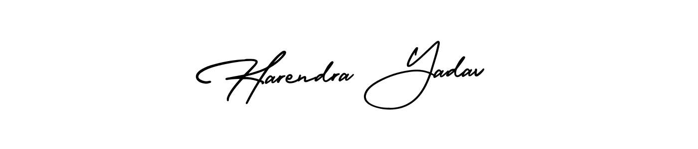 The best way (AmerikaSignatureDemo-Regular) to make a short signature is to pick only two or three words in your name. The name Harendra Yadav include a total of six letters. For converting this name. Harendra Yadav signature style 3 images and pictures png