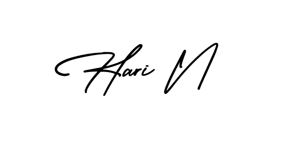 The best way (AmerikaSignatureDemo-Regular) to make a short signature is to pick only two or three words in your name. The name Hari N include a total of six letters. For converting this name. Hari N signature style 3 images and pictures png