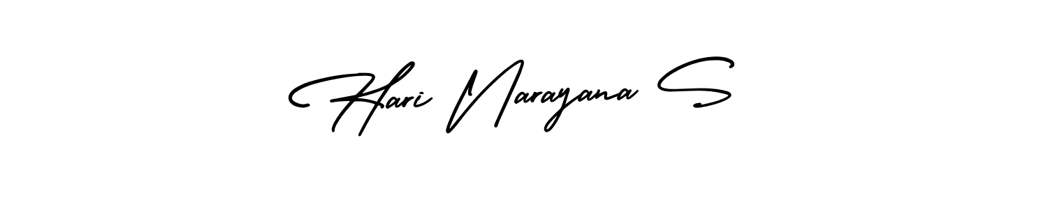 You should practise on your own different ways (AmerikaSignatureDemo-Regular) to write your name (Hari Narayana S) in signature. don't let someone else do it for you. Hari Narayana S signature style 3 images and pictures png