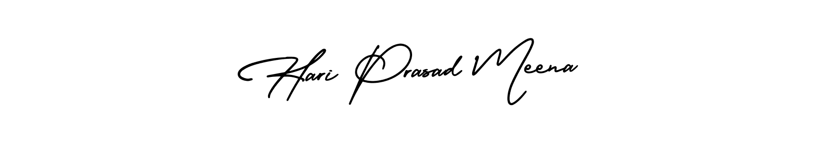 This is the best signature style for the Hari Prasad Meena name. Also you like these signature font (AmerikaSignatureDemo-Regular). Mix name signature. Hari Prasad Meena signature style 3 images and pictures png