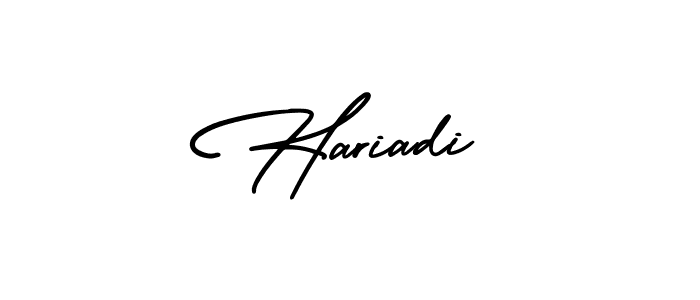 How to make Hariadi name signature. Use AmerikaSignatureDemo-Regular style for creating short signs online. This is the latest handwritten sign. Hariadi signature style 3 images and pictures png