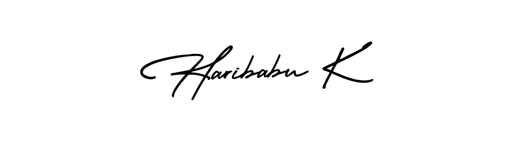 It looks lik you need a new signature style for name Haribabu K. Design unique handwritten (AmerikaSignatureDemo-Regular) signature with our free signature maker in just a few clicks. Haribabu K signature style 3 images and pictures png