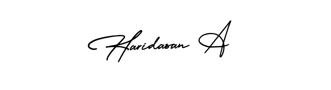 You should practise on your own different ways (AmerikaSignatureDemo-Regular) to write your name (Haridasan A) in signature. don't let someone else do it for you. Haridasan A signature style 3 images and pictures png