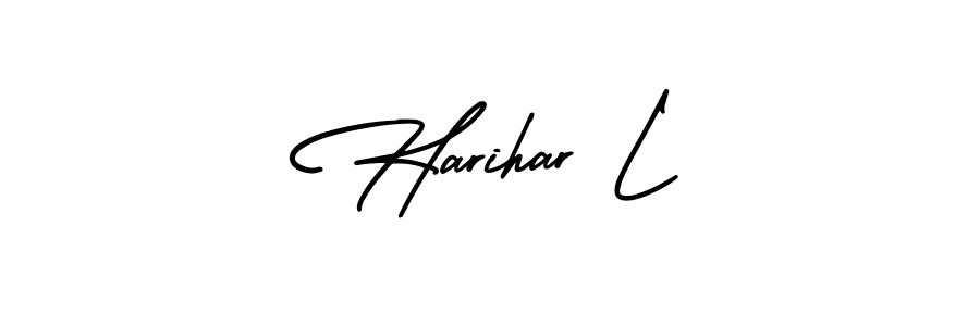 This is the best signature style for the Harihar L name. Also you like these signature font (AmerikaSignatureDemo-Regular). Mix name signature. Harihar L signature style 3 images and pictures png