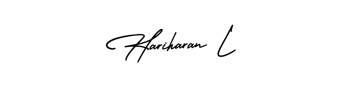 How to make Hariharan L name signature. Use AmerikaSignatureDemo-Regular style for creating short signs online. This is the latest handwritten sign. Hariharan L signature style 3 images and pictures png