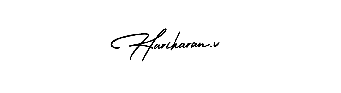 Use a signature maker to create a handwritten signature online. With this signature software, you can design (AmerikaSignatureDemo-Regular) your own signature for name Hariharan.v. Hariharan.v signature style 3 images and pictures png