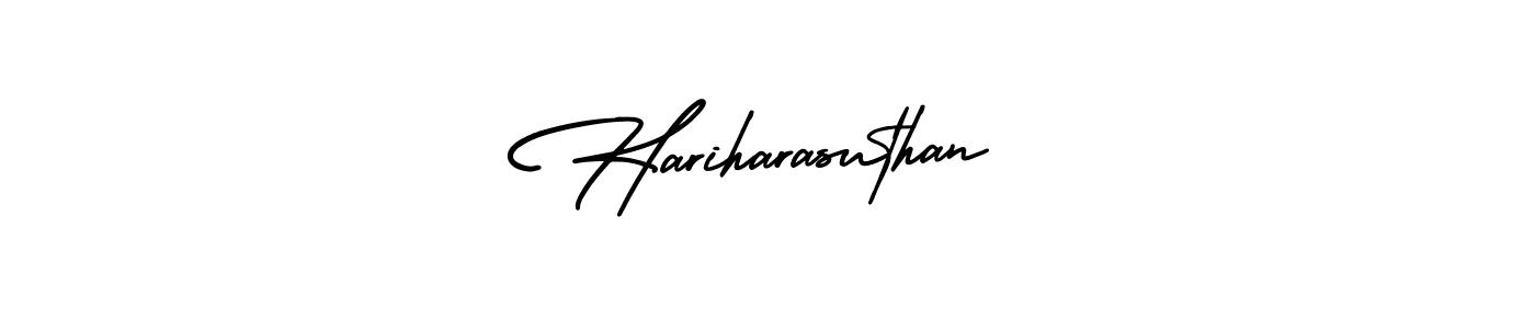 The best way (AmerikaSignatureDemo-Regular) to make a short signature is to pick only two or three words in your name. The name Hariharasuthan include a total of six letters. For converting this name. Hariharasuthan signature style 3 images and pictures png