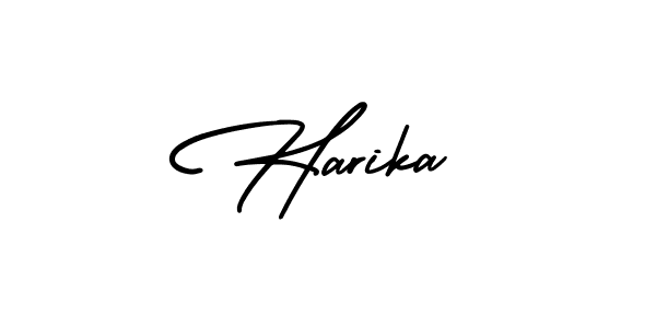 The best way (AmerikaSignatureDemo-Regular) to make a short signature is to pick only two or three words in your name. The name Harika include a total of six letters. For converting this name. Harika signature style 3 images and pictures png