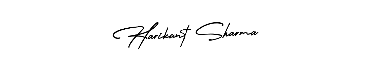 The best way (AmerikaSignatureDemo-Regular) to make a short signature is to pick only two or three words in your name. The name Harikant Sharma include a total of six letters. For converting this name. Harikant Sharma signature style 3 images and pictures png