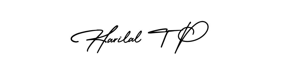 How to make Harilal T P name signature. Use AmerikaSignatureDemo-Regular style for creating short signs online. This is the latest handwritten sign. Harilal T P signature style 3 images and pictures png