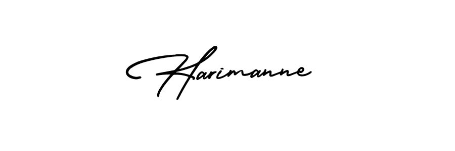 Use a signature maker to create a handwritten signature online. With this signature software, you can design (AmerikaSignatureDemo-Regular) your own signature for name Harimanne. Harimanne signature style 3 images and pictures png