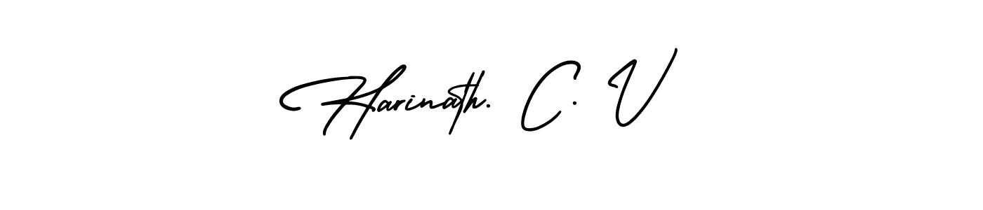 The best way (AmerikaSignatureDemo-Regular) to make a short signature is to pick only two or three words in your name. The name Harinath. C. V include a total of six letters. For converting this name. Harinath. C. V signature style 3 images and pictures png