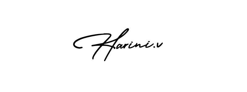 Harini.v stylish signature style. Best Handwritten Sign (AmerikaSignatureDemo-Regular) for my name. Handwritten Signature Collection Ideas for my name Harini.v. Harini.v signature style 3 images and pictures png