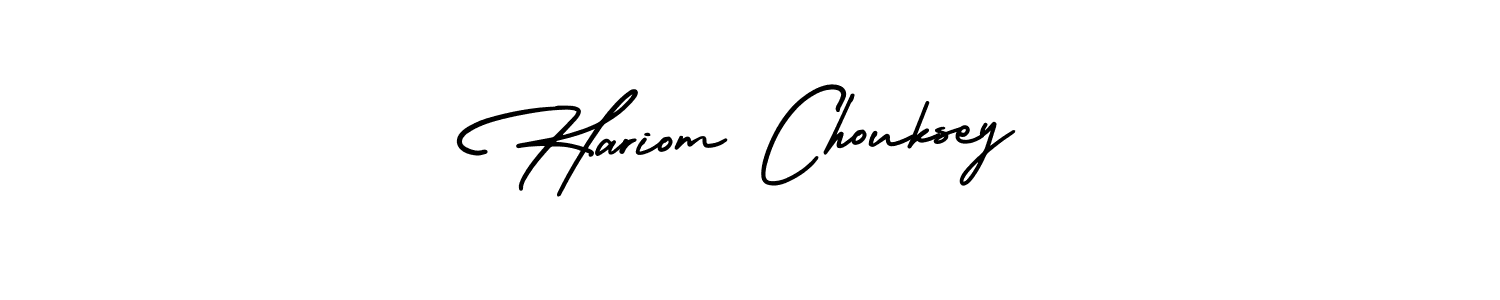 if you are searching for the best signature style for your name Hariom Chouksey. so please give up your signature search. here we have designed multiple signature styles  using AmerikaSignatureDemo-Regular. Hariom Chouksey signature style 3 images and pictures png