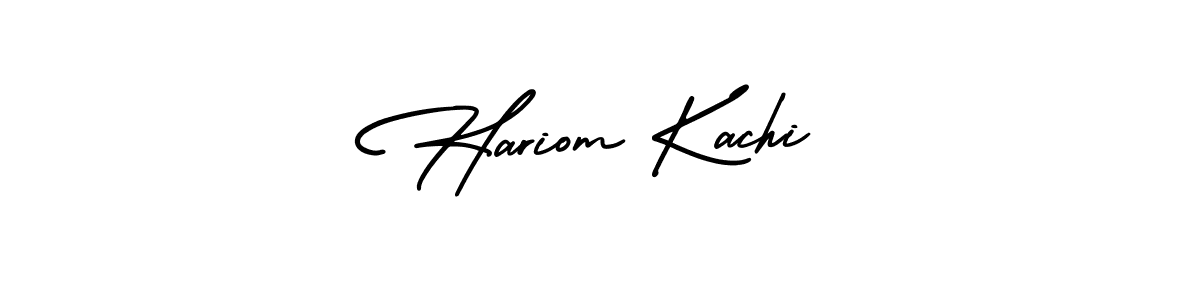 The best way (AmerikaSignatureDemo-Regular) to make a short signature is to pick only two or three words in your name. The name Hariom Kachi include a total of six letters. For converting this name. Hariom Kachi signature style 3 images and pictures png