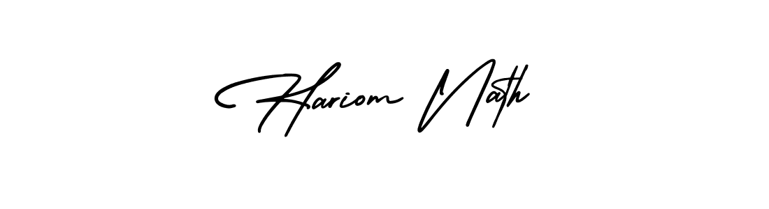 The best way (AmerikaSignatureDemo-Regular) to make a short signature is to pick only two or three words in your name. The name Hariom Nath include a total of six letters. For converting this name. Hariom Nath signature style 3 images and pictures png