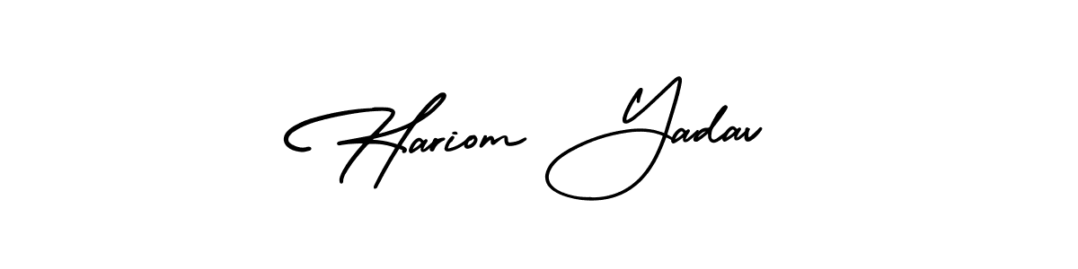 You should practise on your own different ways (AmerikaSignatureDemo-Regular) to write your name (Hariom Yadav) in signature. don't let someone else do it for you. Hariom Yadav signature style 3 images and pictures png