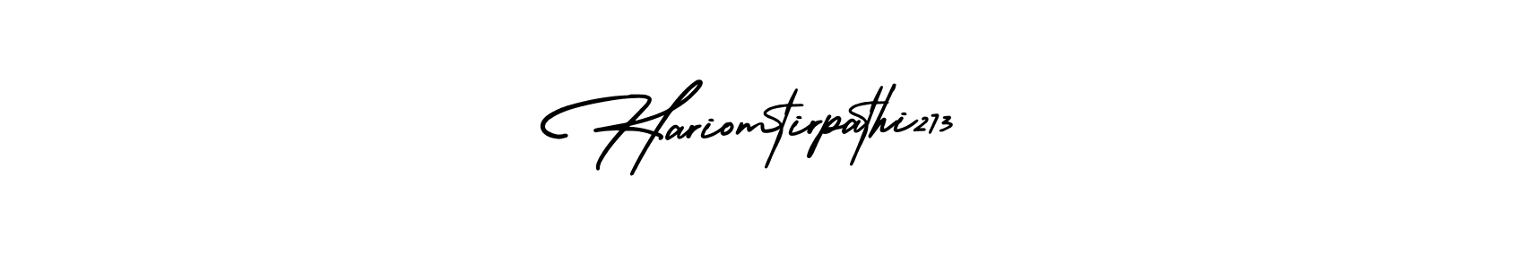 The best way (AmerikaSignatureDemo-Regular) to make a short signature is to pick only two or three words in your name. The name Hariomtirpathi273 include a total of six letters. For converting this name. Hariomtirpathi273 signature style 3 images and pictures png