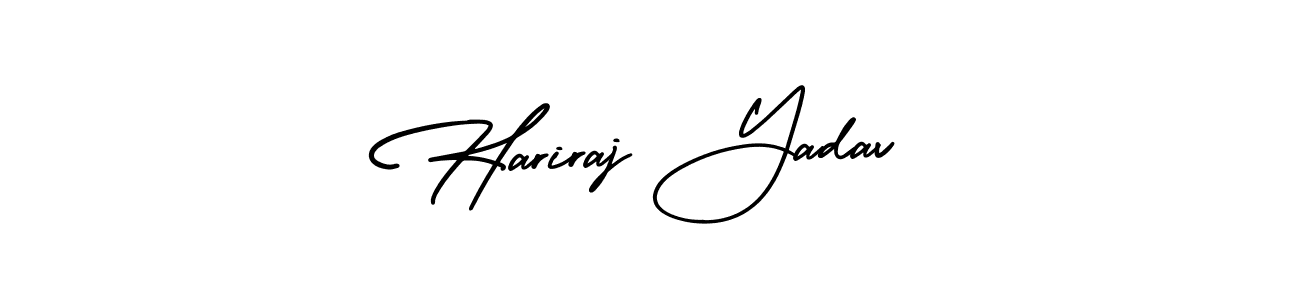 The best way (AmerikaSignatureDemo-Regular) to make a short signature is to pick only two or three words in your name. The name Hariraj Yadav include a total of six letters. For converting this name. Hariraj Yadav signature style 3 images and pictures png